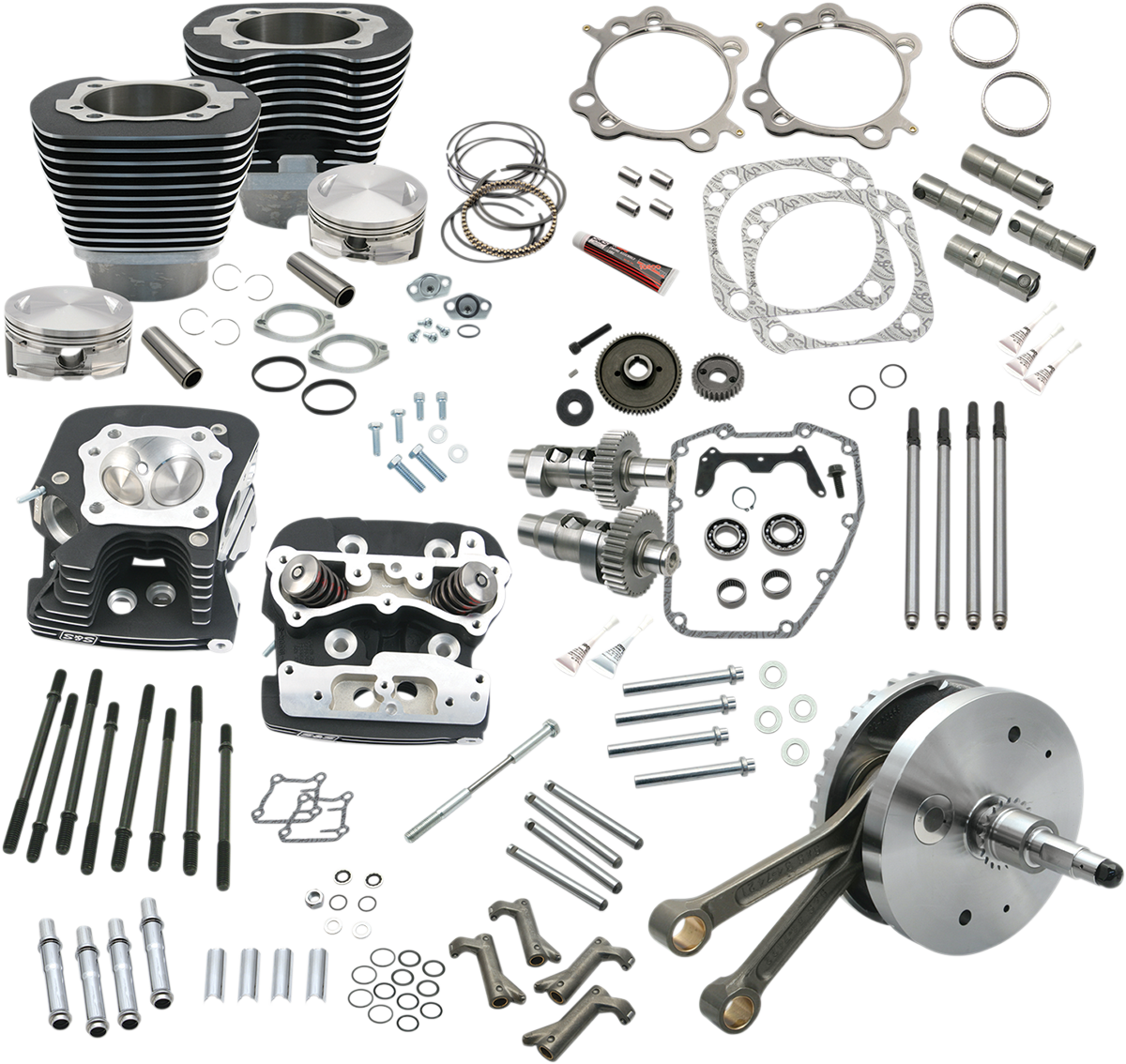 S&S CYCLE 124" Hot Set Up® - Big Bore/Stroker - Wrinkle Black - 88B Twin Cam 900-0565