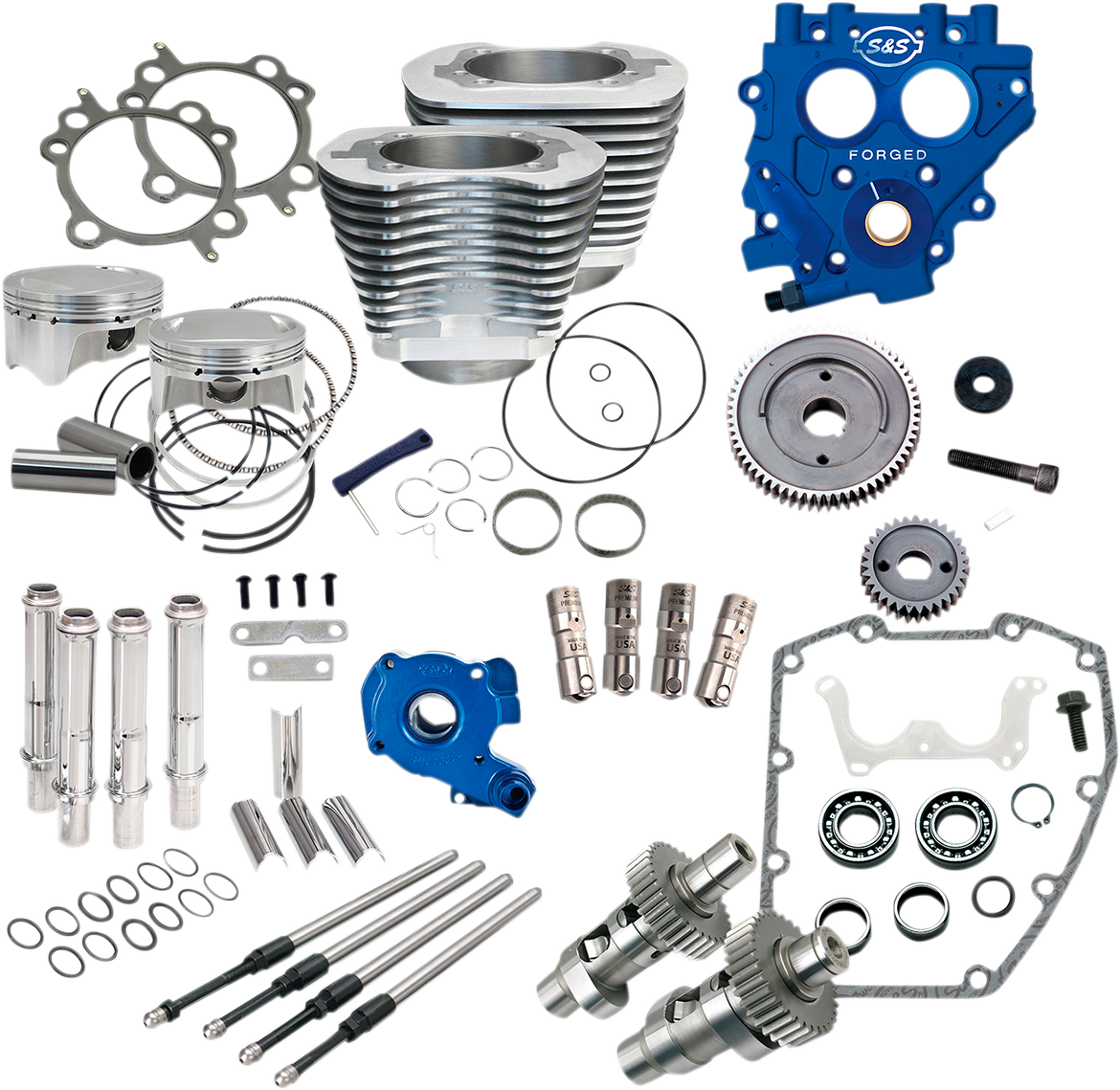 S&S CYCLE 100" Power Package - 585GE - Gear Drive - Silver - Twin Cam 88 330-0663
