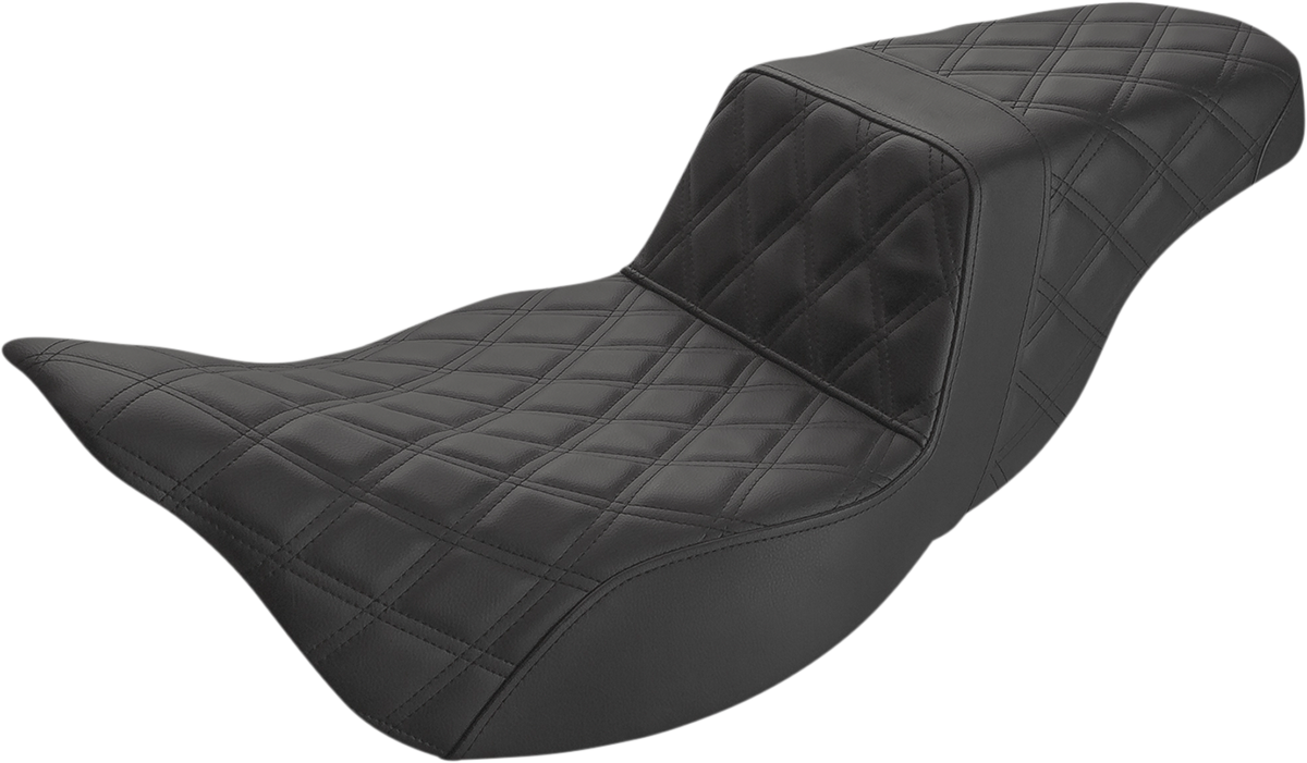 SADDLEMEN Step-Up Seat - Extended Reach - Full Lattice Stitch - Black - FL '08-'24 808-07B-175E