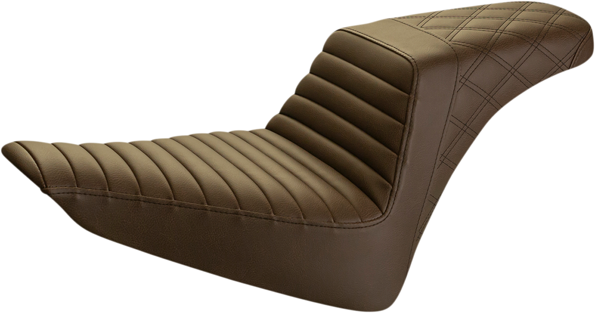 SADDLEMEN Step-Up Seat - Front Tuck-n-Roll/Rear Lattice Stitch - Brown 812-26-176BR