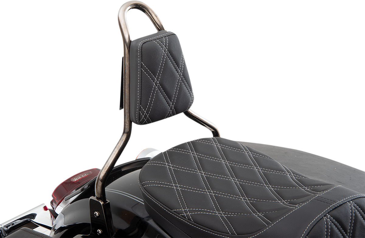 DRAG SPECIALTIES SEATS Tapered Backrest Pad - Double Diamond - Silver Stitch 0822-0450