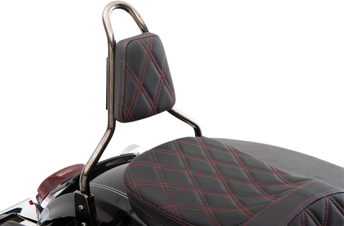 DRAG SPECIALTIES SEATS Tapered Backrest Pad - Double Diamond - Red Stitch 0822-0451