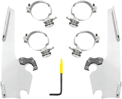 MEMPHIS SHADES Fats/Slim Windshield Trigger Lock Complete Mount Kit - Polished - XL MEK2054