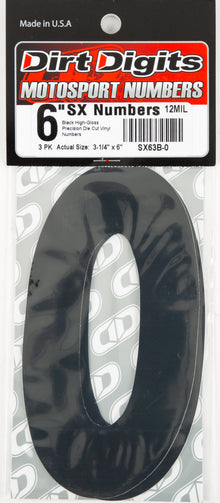 #0 6" Black Super X Digits 3/Pk