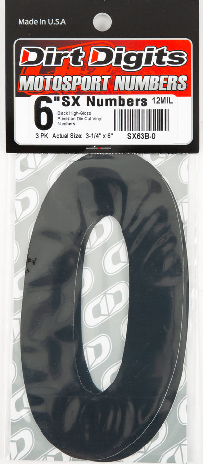 #0 6" Black Super X Digits 3/Pk