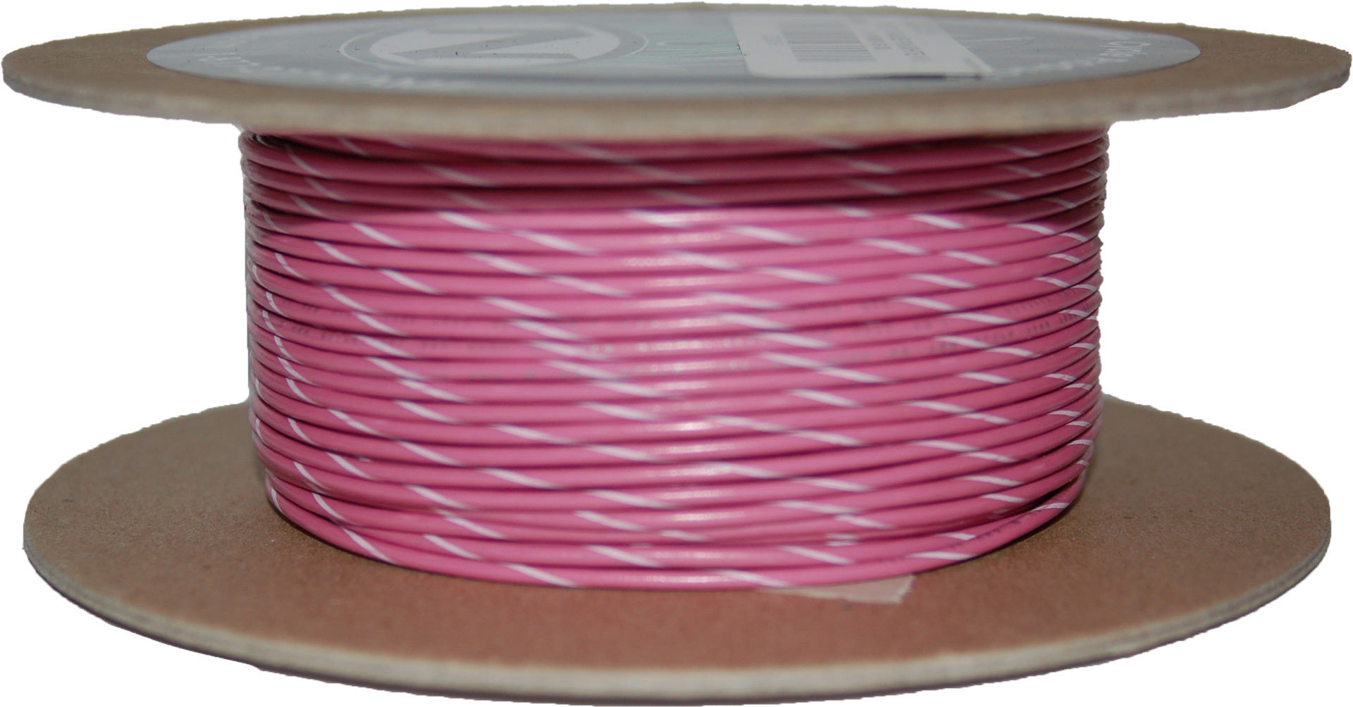 100' Spool 20 Gauge Wire (Pink/White Stripe)