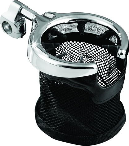 Kuryakyn Drink Holder with Mesh Basket 1-1/4 inch Clamp Chrome