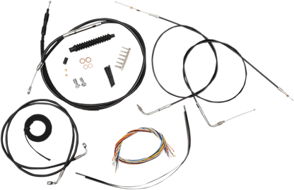 LA CHOPPERS Complete Black Vinyl Braided Handlebar Cable/Brake Line Kit - 12"-14" Handlebars - '07-'10 FXST LA-8140KT2-13B