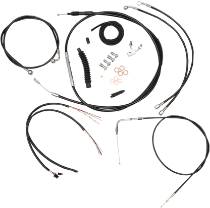 LA CHOPPERS Complete Black Vinyl Braided Handlebar Cable/Brake Line Kit - 18"-20" Handlebars - '11-'14 Softail LA-8150KT2-19B