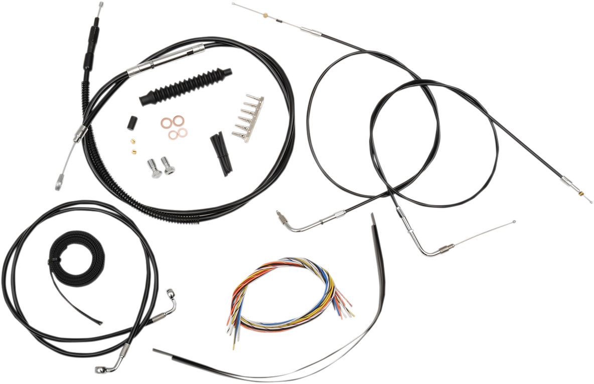 LA CHOPPERS Complete Black Vinyl Braided Handlebar Cable/Brake Line Kit - 15"-17" Handlebars - '12-'17 FXDB/C LA-8210KT2B-16B