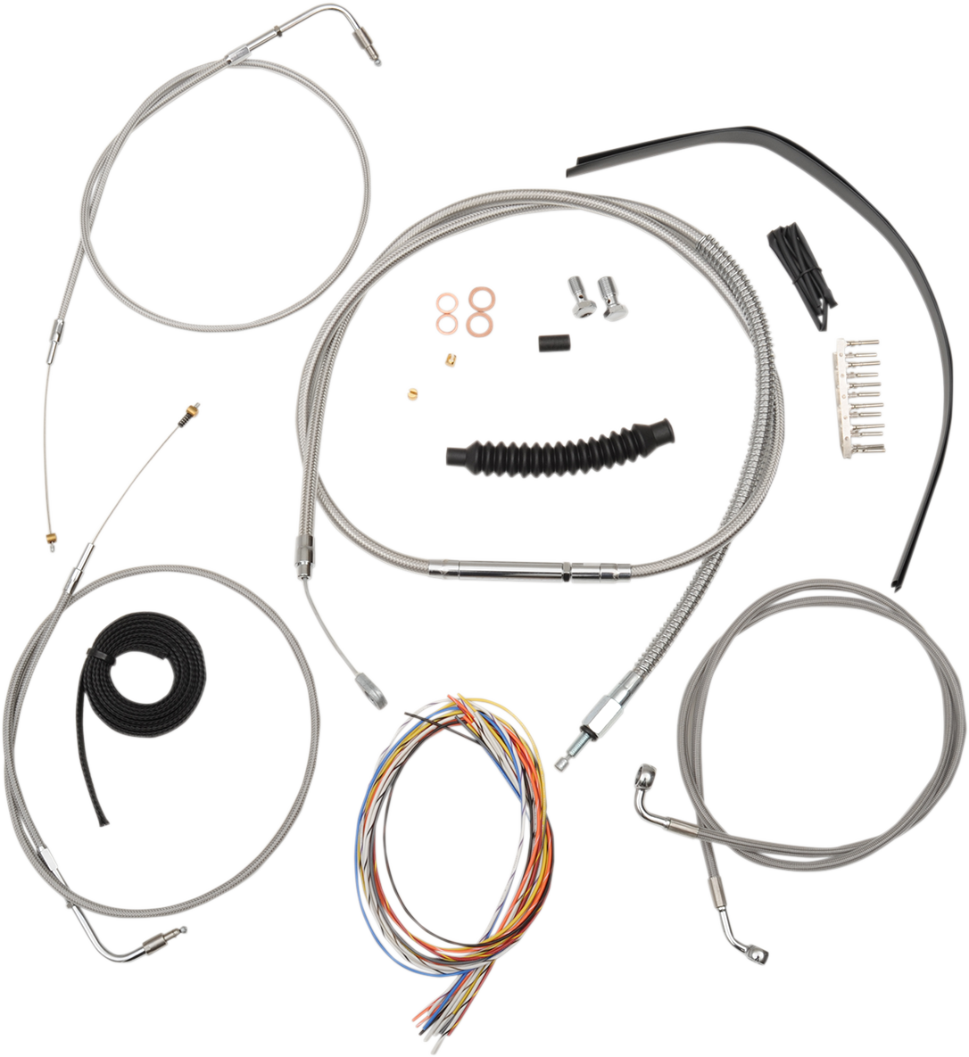 LA CHOPPERS Complete Stainless Braided Handlebar Cable/Brake Line Kit - 12"-14" Handlebars - '12-'17 FLD/FXDWG LA-8220KT2-13