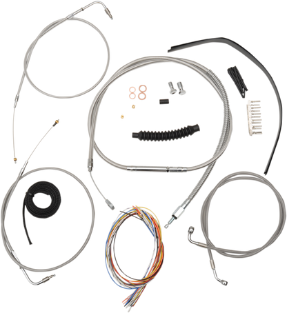 LA CHOPPERS Complete Stainless Braided Handlebar Cable/Brake Line Kit - 12"-14" Handlebars - '12-'17 FLD/FXDWG LA-8220KT2-13