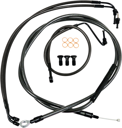 LA CHOPPERS Standard Midnight Braided Handlebar Cable/Brake Line Kit - 18"-20" Ape Hangers - '14-'16 FLHR LA-8011KT-19M