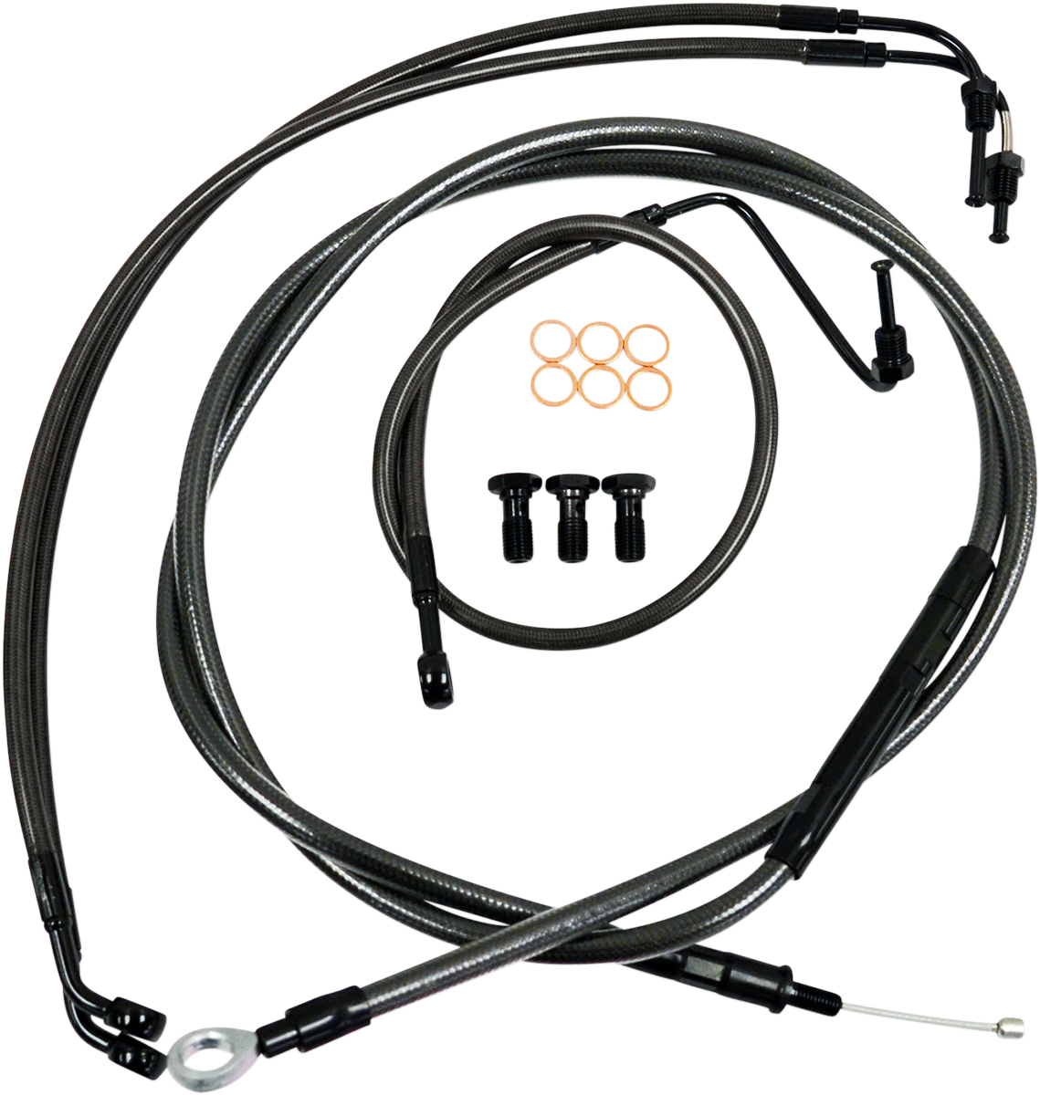 LA CHOPPERS Standard Midnight Braided Handlebar Cable/Brake Line Kit - 15"-17" Ape Hangers - '14-'16 FLHX LA-8012KT-16M