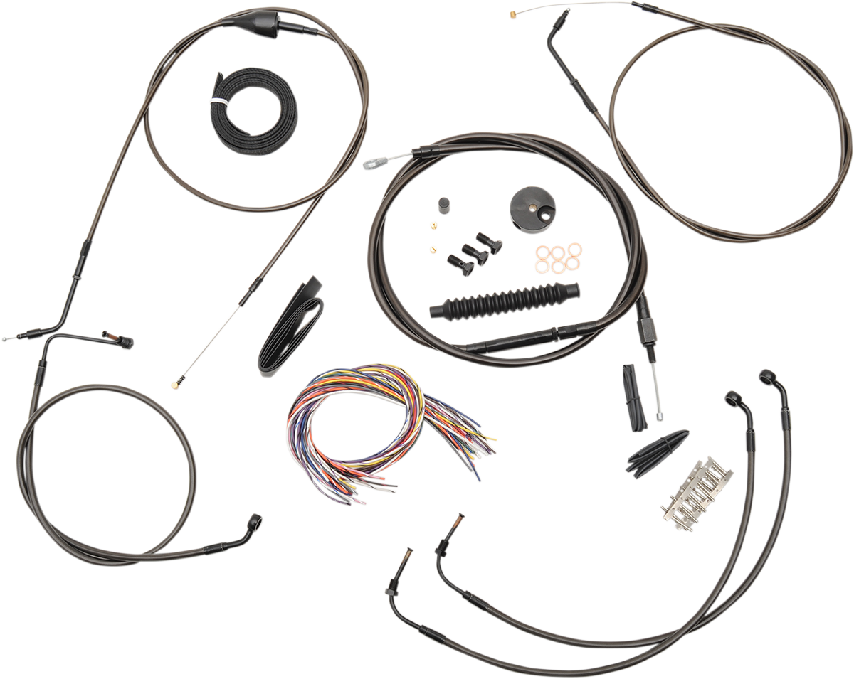LA CHOPPERS Handlebar Cable/Brake Line Kit - Complete - 18" - 20" Handlebars - Midnight LA-8006KT2B-19M