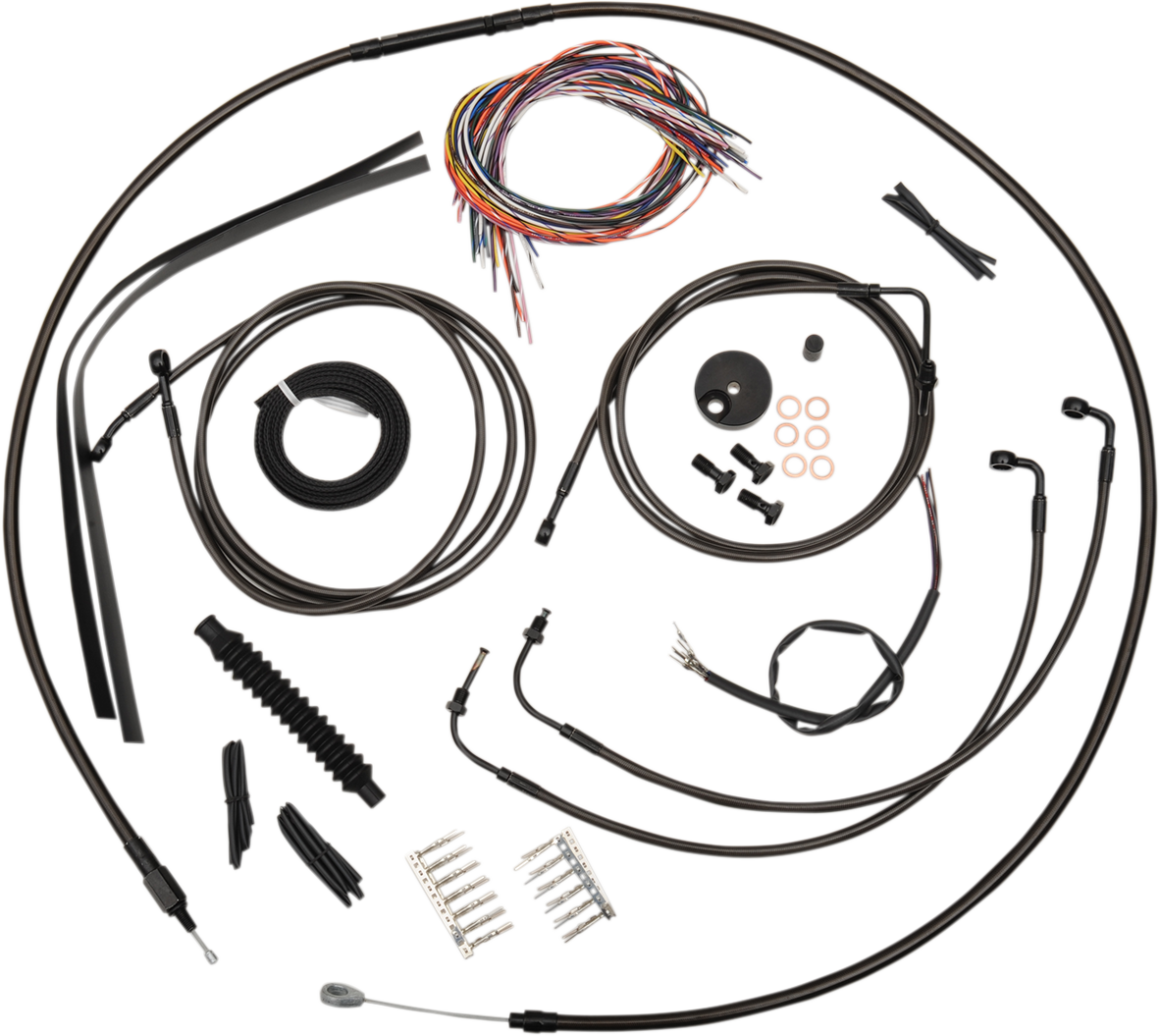 LA CHOPPERS Complete Midnight Braided Cable Kit - 18"-20" Handlebars - ABS - '08-'13 FLTR LA-8050KT2-19M
