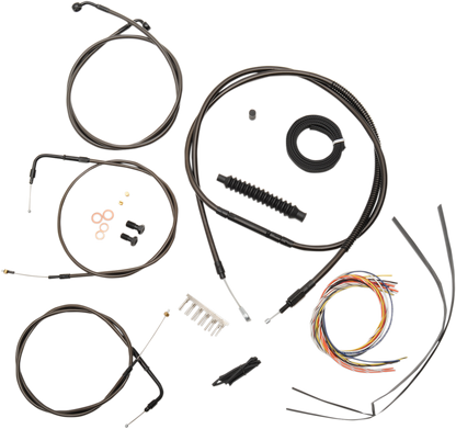 LA CHOPPERS Complete Midnight Braided Cable Kit - 18"-20" Handlebars - '07-'10 Softail LA-8110KT2A-19M