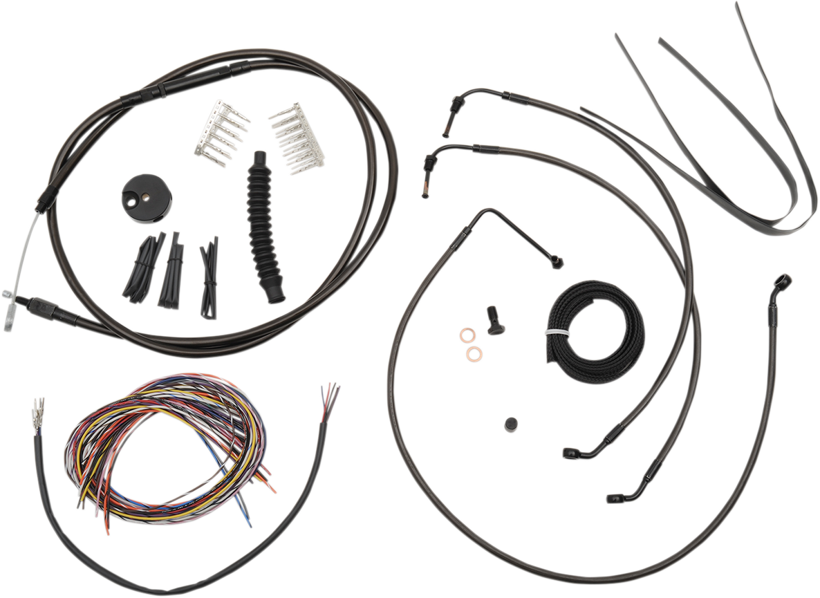 LA CHOPPERS Complete Midnight Braided Cable Kit - 15"-17" Handlebars - '14-'15 FLHR LA-8011KT2-16M