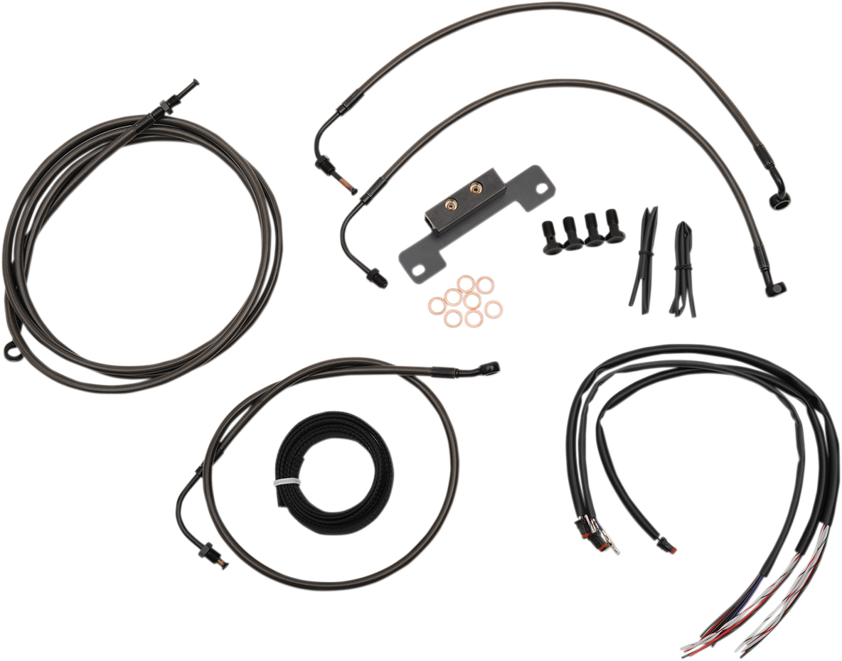 LA CHOPPERS Complete Midnight Braided Cable Kit - 15"-17" Handlebars - '14-'15 FLHX LA-8012KT2-16M