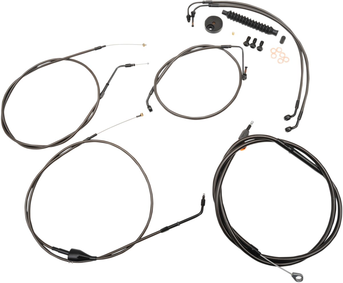 LA CHOPPERS Standard Midnight Braided Handlebar Cable/Brake Line Kit - 12"-14" Ape Hangers - '96-'07 FLTR LA-8006KT-13M