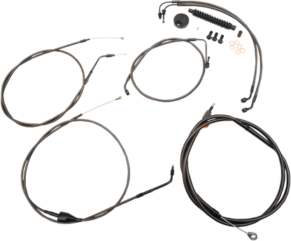 LA CHOPPERS Standard Midnight Braided Handlebar Cable/Brake Line Kit - 15"-17" Ape Hangers - '96-'07 FLTR LA-8006KT-16M