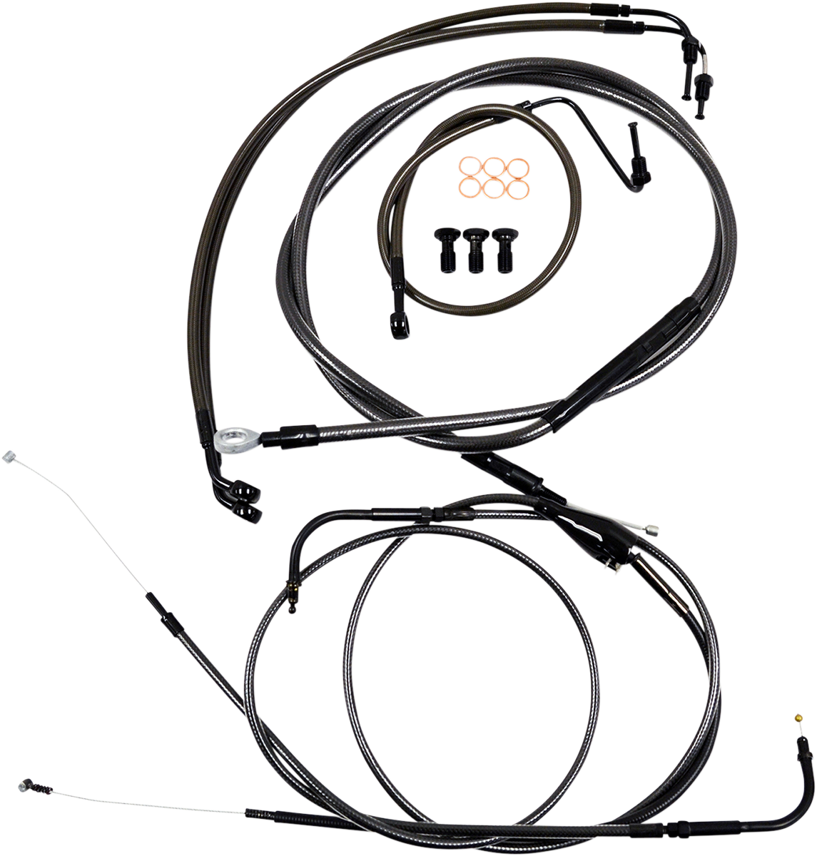 LA CHOPPERS Standard Midnight Braided Handlebar Cable/Brake Line Kit - 12"-14" Ape Hangers - '08-'13 FLTR LA-8050KT-13M