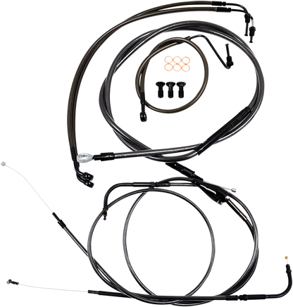 LA CHOPPERS Standard Midnight Braided Handlebar Cable/Brake Line Kit - 15"-17" Ape Hangers - '08-'13 FL LA-8051KT-16M
