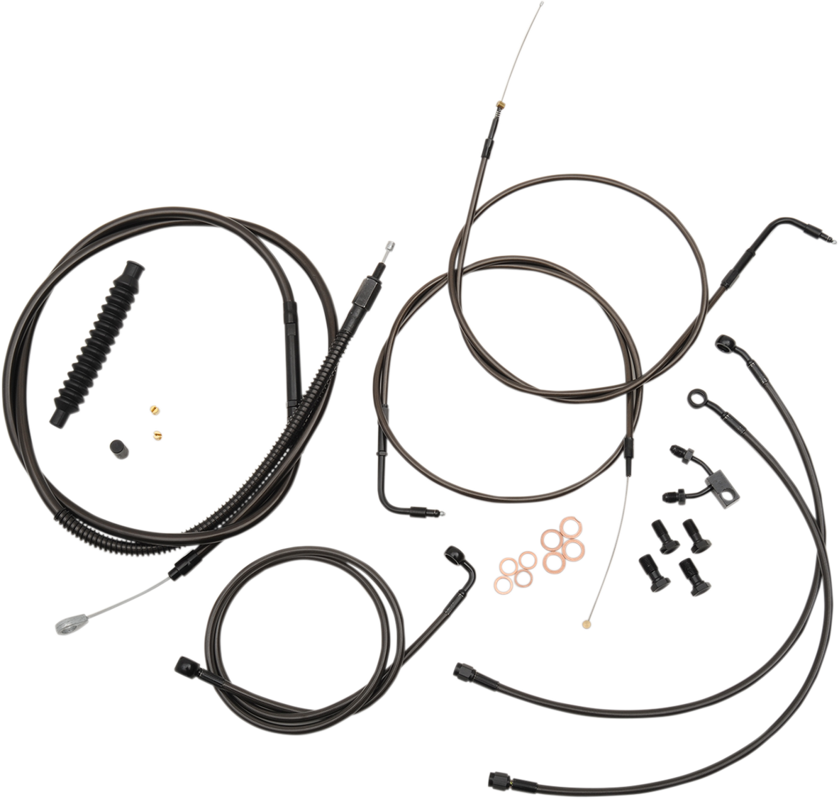 LA CHOPPERS Standard Midnight Braided Handlebar Cable/Brake Line Kit - 18"-20" Ape Hangers - '11-'14 Softail LA-8150KT-19M