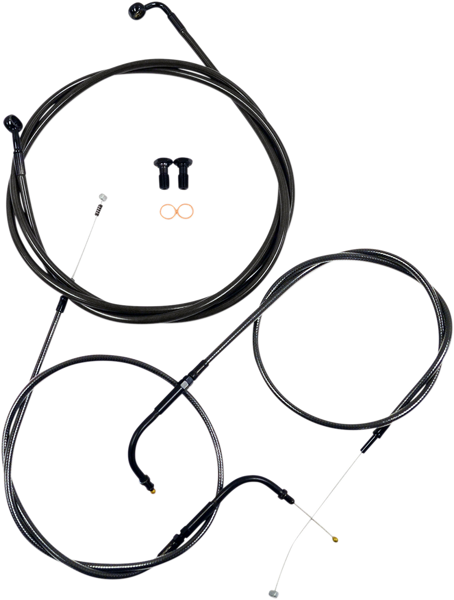 LA CHOPPERS Standard Midnight Braided Handlebar Cable/Brake Line Kit - 15"-17" Ape Hangers - '10-'17 FLD/FXDWG LA-8220KT-16M