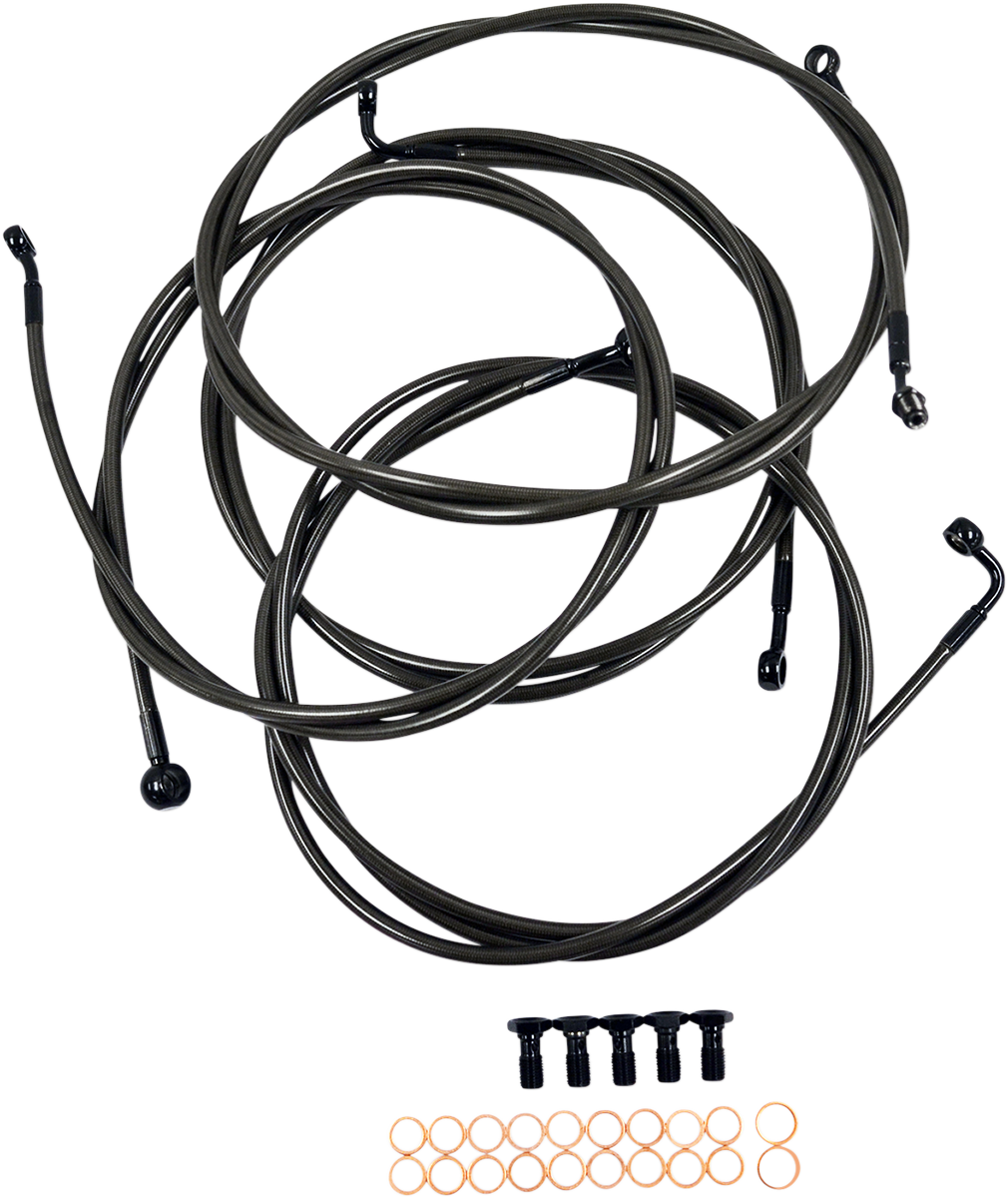 LA CHOPPERS Standard Midnight Braided Handlebar Cable/Brake Line Kit - 12"-14" Ape Hangers - '14-'16 FLH LA-8052KT-13M