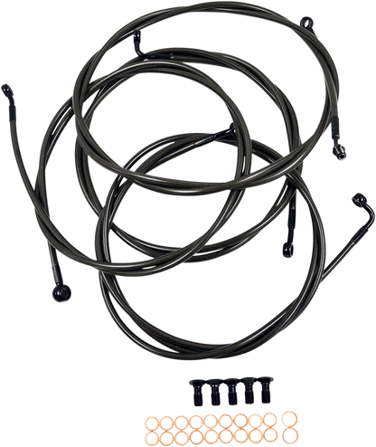 LA CHOPPERS Standard Midnight Braided Handlebar Cable/Brake Line Kit - 15"-17" Ape Hangers - '14-'16 FLH LA-8052KT-16M