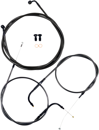 LA CHOPPERS Standard Midnight Braided Handlebar Cable/Brake Line Kit - 18"-20" Ape Hangers - '96-'06 Softail LA-8100KT-19M