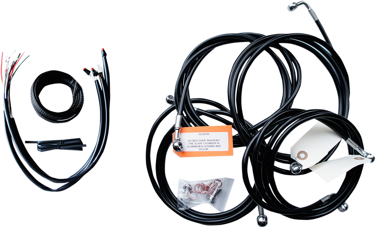 LA CHOPPERS Complete Black Vinyl Braided Handlebar Cable/Brake Line Kit - 15"-17" Handlebars - '16 FLH LA-8053KT2-16B