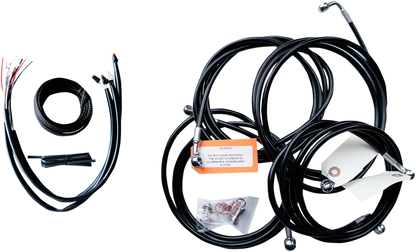 LA CHOPPERS Complete Black Vinyl Braided Handlebar Cable/Brake Line Kit - 18"-20" Handlebars - '16 FLH LA-8053KT2-19B