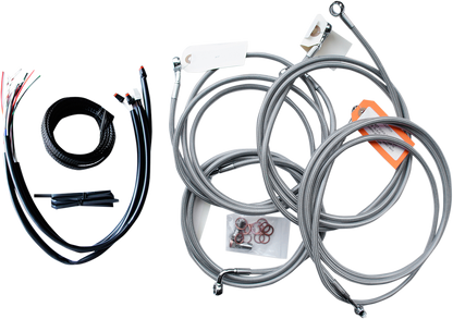 LA CHOPPERS Complete Stainless Braided Handlebar Cable/Brake Line Kit - 18"-20" Handlebars - '16 Touring LA-8053KT2-19