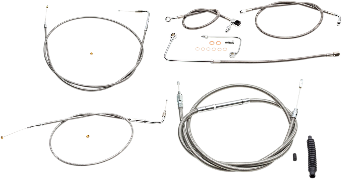 LA CHOPPERS Standard Stainless Braided Handlebar Cable/Brake Line Kit - 12"-14" Ape Hangers - '15-'17 FLS LA-8151KT-13