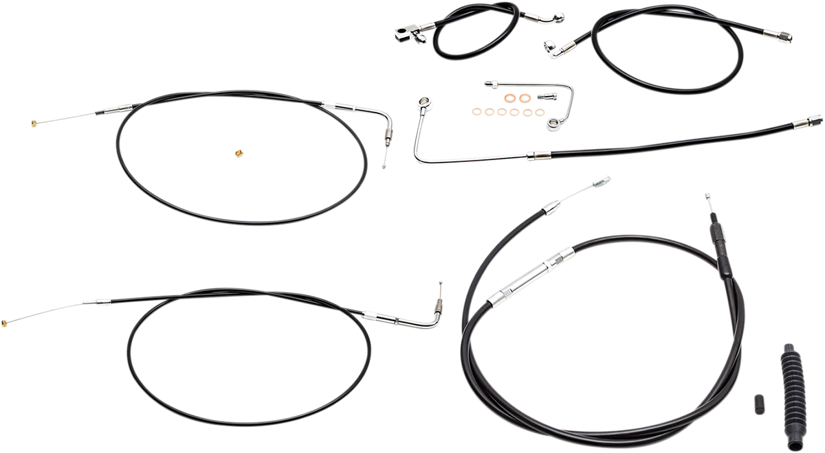 LA CHOPPERS Standard Black Vinyl Handlebar Cable/Brake Line Kit - 12"-14" Ape Hangers - '15 FLS LA-8151KT-13B