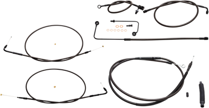 LA CHOPPERS Standard Midnight Braided Handlebar Cable/Brake Line Kit - 15"-17" Ape Hangers - '15 FLS LA-8151KT-16M
