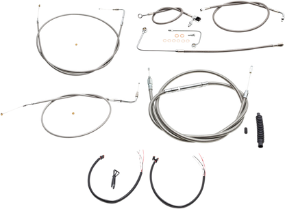 LA CHOPPERS Complete Stainless Braided Handlebar Cable/Brake Line Kit - 12"-14" Handlebars - '15 FLS LA-8151KT2A-13
