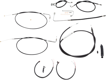 LA CHOPPERS Complete Black Vinyl Braided Handlebar Cable/Brake Line Kit - 12"-14" Handlebars - '15 FLS LA-8151KT2A-13B