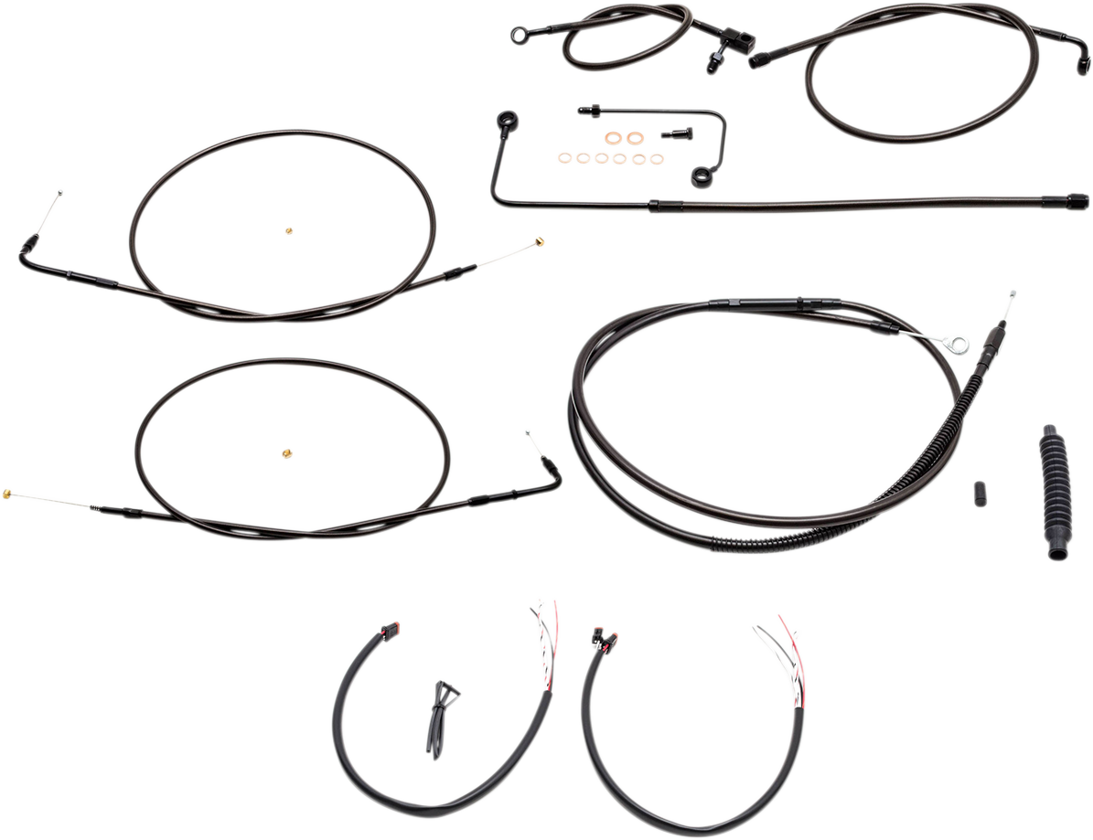 LA CHOPPERS Complete Midnight Braided Cable Kit - 15"-17" Handlebars - '15 FLS LA-8151KT2A-16M