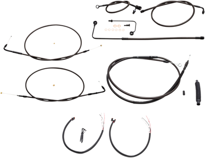LA CHOPPERS Complete Midnight Braided Cable Kit - 18"-20" Handlebars - '15 FLS LA-8151KT2A-19M