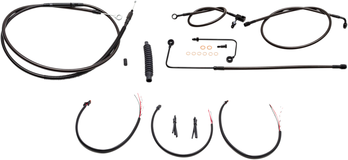 LA CHOPPERS Complete Midnight Braided Cable Kit - 12"-14" Handlebars - '16-'17 FLS LA-8151KT2B-13M