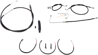 LA CHOPPERS Complete Black Vinyl Braided Handlebar Cable/Brake Line Kit - 15"-17" Handlebars - '16-'17 FLS LA-8151KT2B-16B
