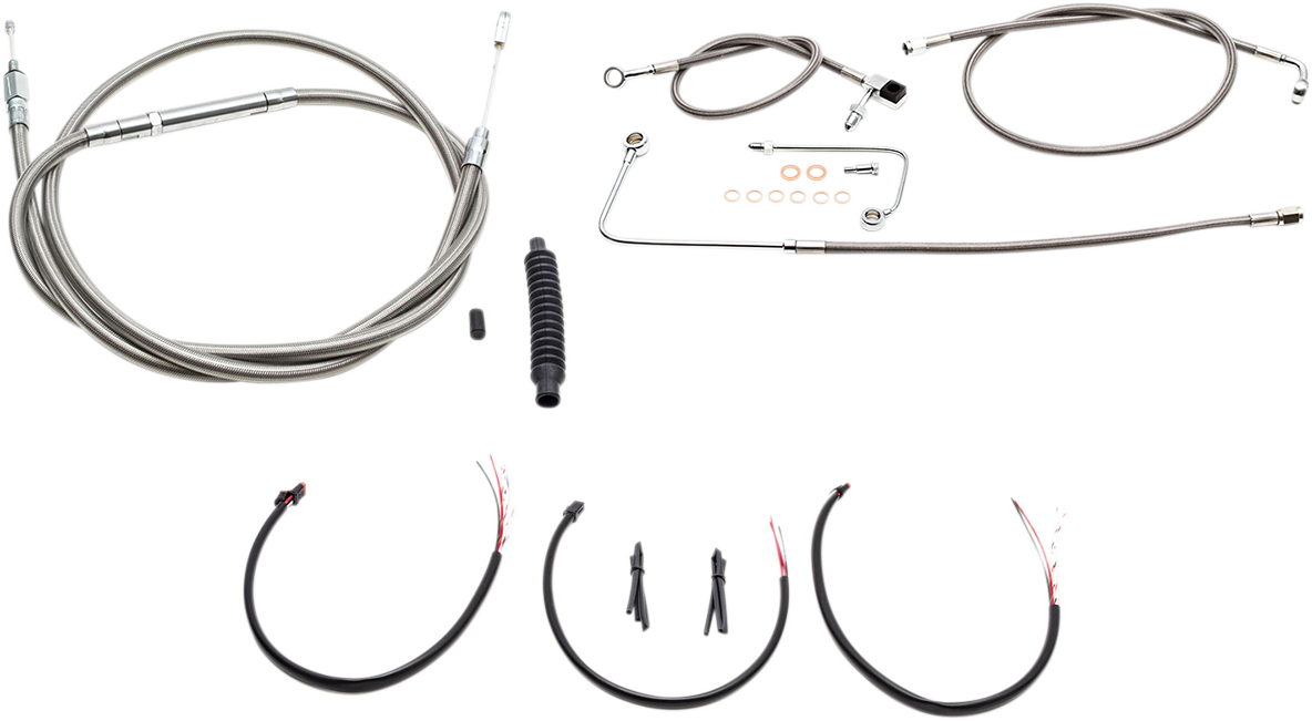 LA CHOPPERS Complete Stainless Braided Handlebar Cable/Brake Line Kit - 18"-20" Handlebars - '16-'17 FLS LA-8151KT2B-19