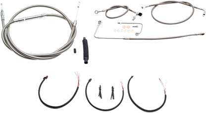LA CHOPPERS Complete Stainless Braided Handlebar Cable/Brake Line Kit - 18"-20" Handlebars - '16-'17 FLS LA-8151KT2B-19