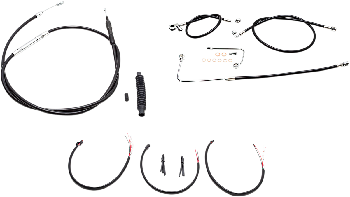 LA CHOPPERS Complete Black Vinyl Braided Handlebar Cable/Brake Line Kit - 18"-20" Handlebars - '16-'17 FLS LA-8151KT2B-19B