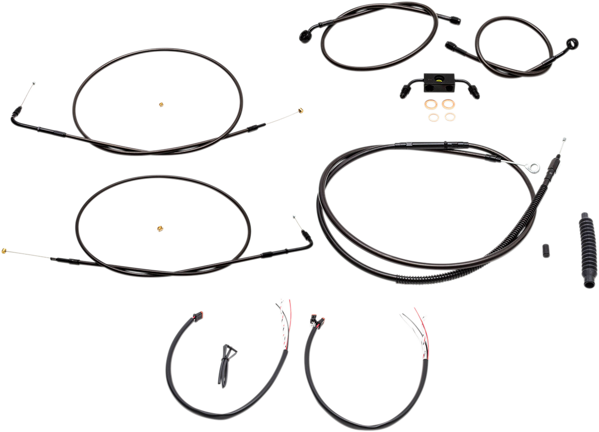 LA CHOPPERS Complete Midnight Braided Cable Kit - 18"-20" Handlebars - ABS - '12-'17 FXDB/C LA-8211KT2-19M