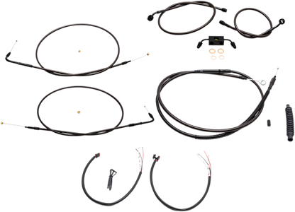 LA CHOPPERS Complete Midnight Braided Cable Kit - 18"-20" Handlebars - ABS - '12-'17 FXDB/C LA-8211KT2-19M