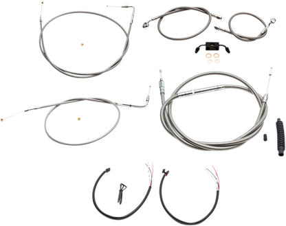 LA CHOPPERS Complete Stainless Braided Handlebar Cable/Brake Line Kit - 18"-20" Handlebars - '12-'17 FXDB/C LA-8211KT2-19